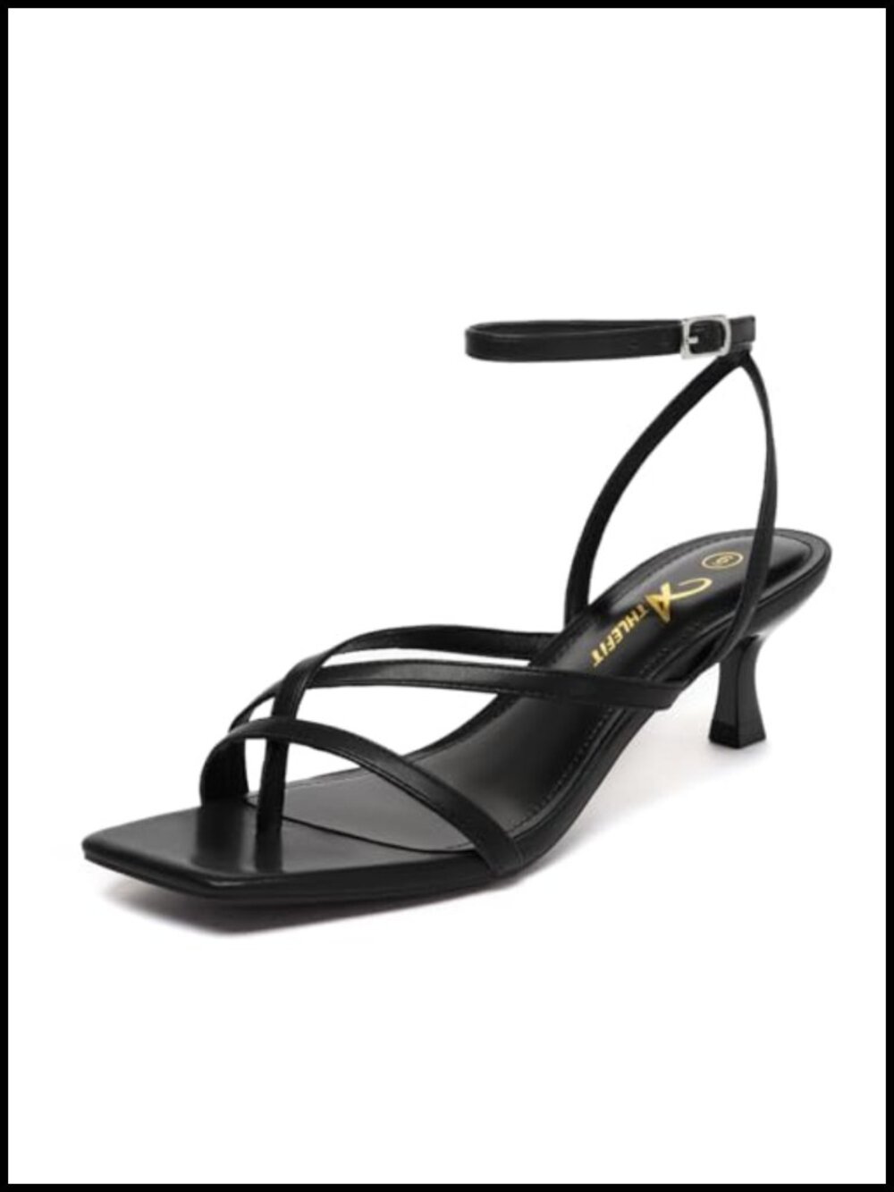 Strappy Kitten Heel Sandals Women Square Open Toe Ankle Strap Dressy Low Heels